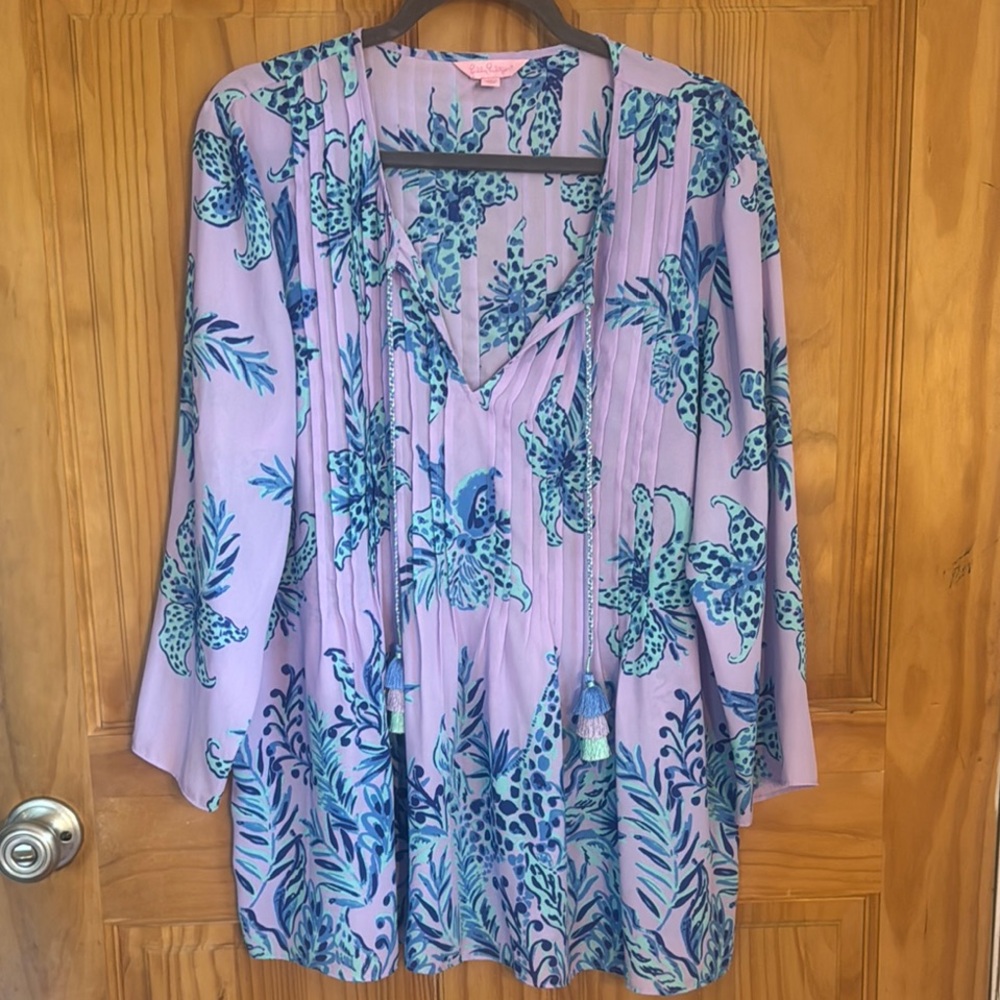 Lilly Pulitzer Purple and Blue Floral Blouse